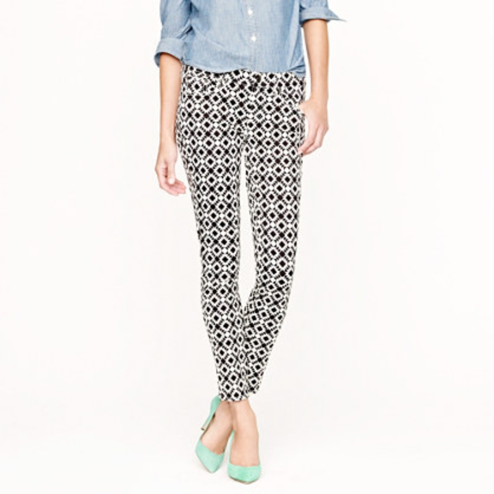 J. Crew Toothpick Jean, Geometric Print, sz 28